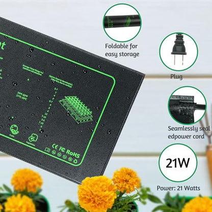 LOCONHA Seedling Heat Mat for Seed Starting, 10" x 20.75" Waterproof | Heating Pad for Indoor Plants Germination (Black 2 Pack) - color: Black 2 Pack