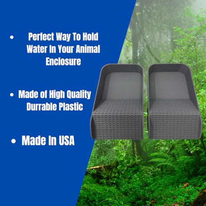 Hermit Crab Watering Pool | Platform Pool Accessory with Access Ramp for Hermit Crabs | 6.5" x 4" | Made in USA (Salt + Fresh Set, Gray) - color: Salt + Fresh Set, Gray