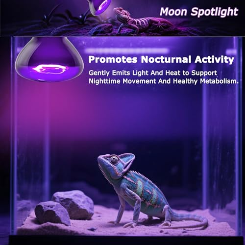 Reptile Moonlight Bulb,60W Soft Purple Night Light for Terrariums