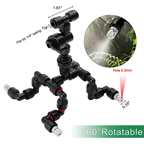 CozyTower 4 Pcs Reptile Mister Nozzle Terrarium Reptile Fogger with Valve | Adjustable Terrarium Misting Accessories Cooling Misting System for Reptiles Rainforest