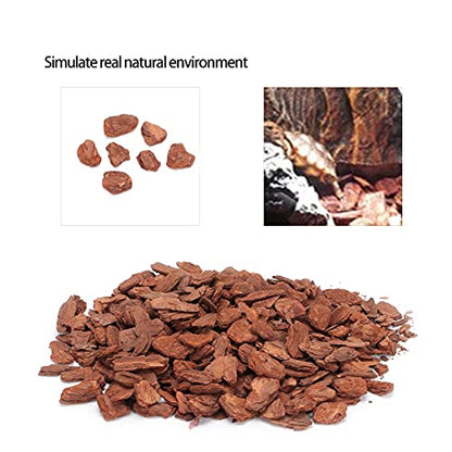 Tyenaza Reptile Bark Bedding, Bedding Pine Bark Granule Bedding Reusable Pine Chips Substrate, Reptile Breeding Bedding Habitat Decor for Geckos, Lizards, Turtles Snakes (Small Particles 250g) - size: Small particles 250g