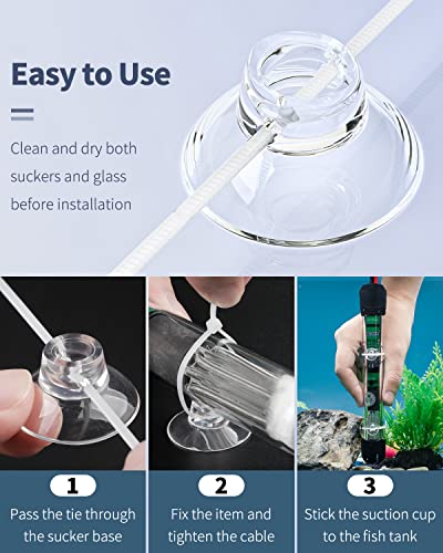 Pawfly 20 Pack Aquarium Suction Cups and 40 Pieces Adjustable Zip Ties Cables Set Fish Tank Tools for Binding Moss Holding Airline Tubing Decorations Shrimp Nests and Reptile Hammocks - size: 20 Pack