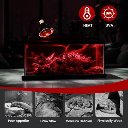 75W Infrared Heat Lamp Bulbs – 2-Pack Red IR Basking Light for Reptile & Amphibian, Silent Night-Time Heating, E26 Base, Bearded Dragon,Lizard,Turtle,Chicken - color: Red, size: 75W