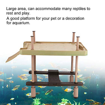 HERCHR Reptile Floating Basking Platform, 15.9x11x16.1Inch Turtle Dock Plastic Climbing Island with 6.6lb Load Capacity, Aquarium Resting Terrace for Tortoise Salamander Frog Amphibian