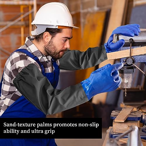 Haiou 25" Long Rubber Gloves for Waterproof Pond Gloves for Cleaning -Large | Elbow Length Gloves Gardening Gloves Heavy Duty Waterproof Fishing Gloves for Women and Men
