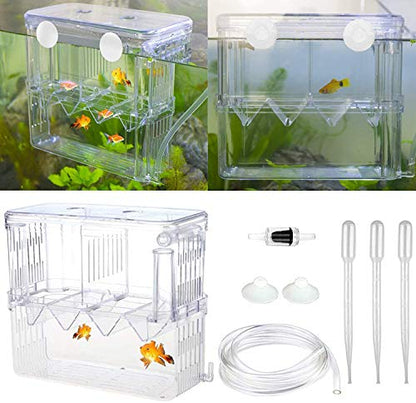 Aquarium Fish Breeder Box Plastic Fish Isolation Breeding Box Hatching Incubator for Baby Shrimp Clownfish Guppy - size: Large