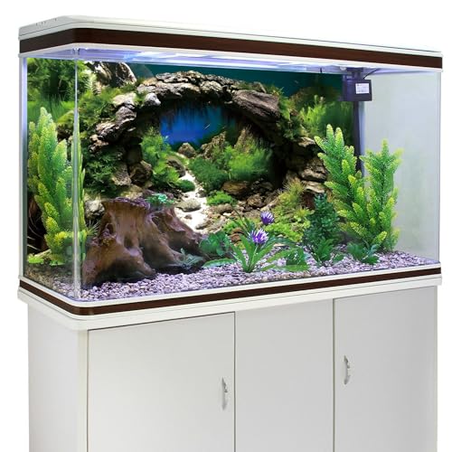 72x18 in Arch Stone Aquarium Backdrop Aquatic Plant Fish Tank Background | AWERT River Bed & Lake Vinyl Terrarium Background - size: 72x18in/180x45cm
