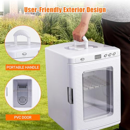 25L Egg Incubator for Hatching Eggs, Digital Reptile Incubator with Intelligent Temperature Control 10–60°C, Portable Chicken Quail Turtle Egg Hatching Incubator with LCD Display, White