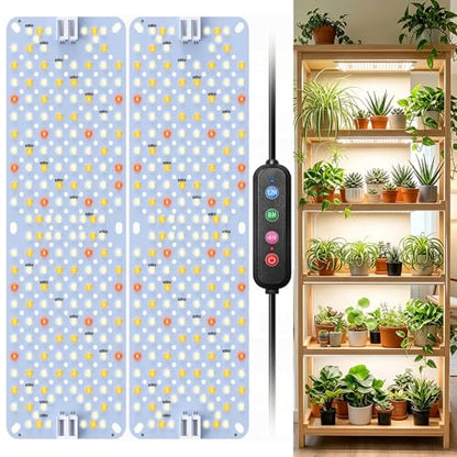 SDOVUERC Full Spectrum 384 LEDs Grow Lights, 24W Plant Grow Lights for Indoor Plants with Daisy Chain Function, Sunlike Spectrum,4/8/12/16/20H Timer for Seed Starting(Pack2) - color: Panel Grow Light(2Pack)