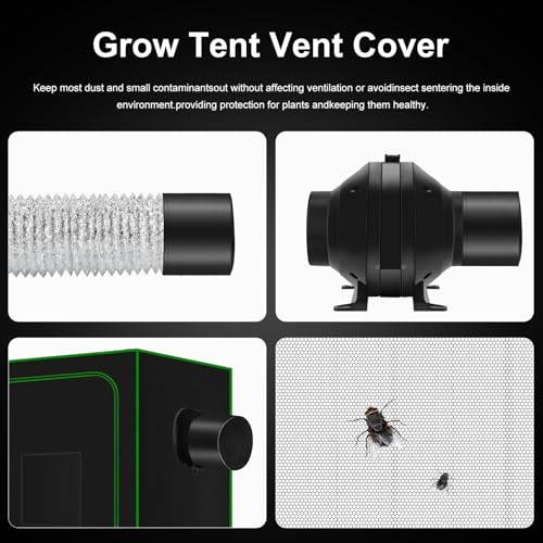 Air Filtration Kit, 4" 190 CFM Inline Duct Fan with E12 Speed Controller, 6.6 Ft Ducting & Rubber Coupler, Ventilation Exhaust Fan for Cooling Booster, Grow Tents, Hydroponics - size: 4"+Ducting