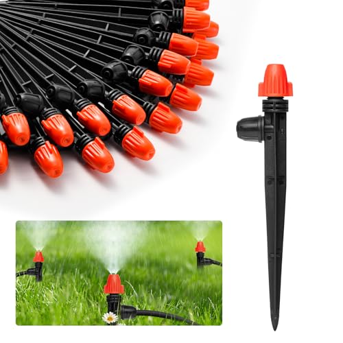 360° Adjustable Drip Spray Emitters for 1/4" Tubing, 30pcs | Drip Sprinkler Heads for Lock Barb Parts, with Stake, Drip Irrigation System - size: 30pcs Drip Emitters with Lock Barbed