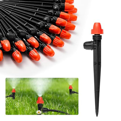 360° Adjustable Drip Spray Emitters for 1/4" Tubing, 30pcs | Drip Sprinkler Heads for Lock Barb Parts, with Stake, Drip Irrigation System - size: 30pcs Drip Emitters with Lock Barbed