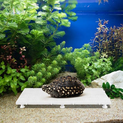 Toyvian Fish Tank Divider Board with 4.5mm Mesh Grid, Non-Submersible White Isolation Plate, Includes 1 Grid Panel and 6 Support Pillars for Aquarium and Tortoise Reptile Basking Platform