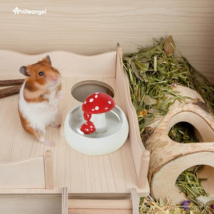 Niteangel Hamster Feeding & Water Bowls: Mushroom Ceramics & Chew-Resistant | Easy to clean & Stable Water Dish Feeding Bowls for Dwarf Syrian Hamsters Gerbils Mice Rats or Other Similar-Sized Small Pets - size: Water Bottle