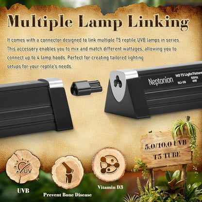 4W Reptile T5 HO UVB 6.5" 10.0 Light Fixture with Tube, Dedicated UVB Spot Hood for Terrariums, Suitable for Desert Reptiles Like Baby Bearded Dragon - color: 10.0 Desert