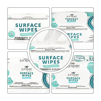 Juniper CLEAN 24 Pack Surface Cleaning Wipes Bleach Free, All-Purpose Cleaner for Bathroom, Kitchen, Office, 1728 Count Soft Flow, Fresh Scent, Bleach Free, Lint Free, Durable - size: 72 Count (Pack of 24)