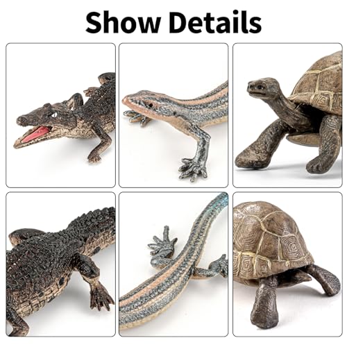14PCS Reptile Animal Figurines Toys Amphibians Diorama Toys for Kids 3+ | Solid, Safe, Play Figure Playsets with Axolotl, Horned Lizard, Snake, Spider, Chameleon, Fire Salamander, Crocodile Figures - style: 14PCS Reptile Animals-2