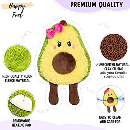 Avocado Microwavable Unscented Heating Pad for Women and Kids- Cute Soft Cozy Pillow Plush Heatable Warm Stuffed Animals - Kawaii Hot and Cold Plushie Food Toy - Avocado Gifts for Girls and Boys - style: Augusta