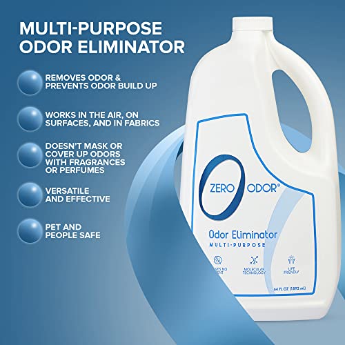 Zero Odor Multi-Purpose Odor Eliminator, Air and Surface Odor Remover for Home, Bathroom, Kitchen, and Closet, Refill, 64 oz, 2-Pack - size: 64 Fl Oz (Pack of 2)