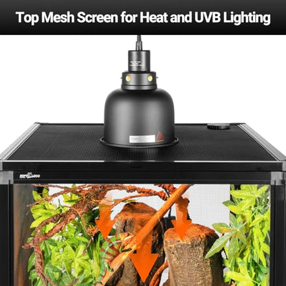 REPTI ZOO 18" x 18" x 24" Reptile Tank, Deluxe Foldable Screen Cage, 34 Gallon Vertical Terrarium with Fogger & Cable Pass, Tall Enclosure for Chameleon, Tree Frog, Crested Gecko, Arboreal Reptiles - size: 18" X 18" X 24"