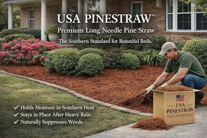 Long Needle Pine Straw Mulch - 100 Sqft Coverage 1 Set - Premium USA Harvested PineStraw for Landscaping, Weed Control, Moisture Retention & Erosion Control - USA Pinestraw - size: Pine Needle Mulch - Covers 100 Sqft 1 set