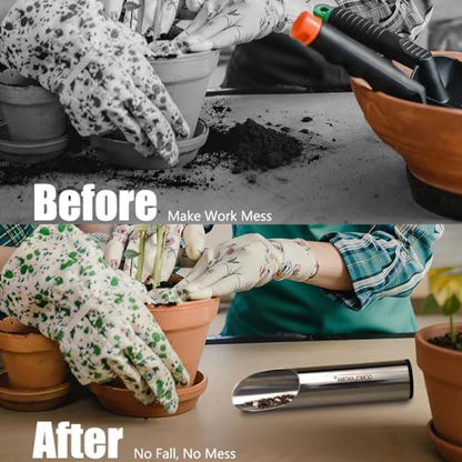Small Stainless Bonsai Soil Scoop - Garden Handle Scooper for Transplanting, Potting, Digging & Plant Care, Gardening Trowel Tool for Long-Term, Plant Lover Gifts for Women Gardener/ 1 Pcs - color: SV-1