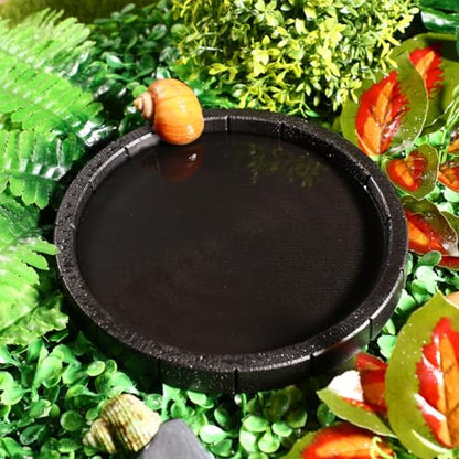 Popetpop 2 Pcs Reptile Feeding Dish: Plastic Turtle Food Bowl, Reptile Food Dish for Tortoise, Leopard Gecko, Lizard, Bearded Dragon, Snake Drinking and Eating (Black, 6.9 Inch)
