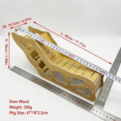 3-in-1 Poplar Wood Reptile Hideout with Sloped Ramp & Tunnel, Golden-Brown Terrarium Decor for Bearded Dragon, Lizard, Snake, Gecko, Lightweight Easy-Clean Habitat (Golden-Brown Poplar Wood)