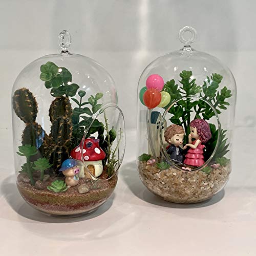 WGV Hanging Glass Plant Terrarium Bulk, Width 5", Height 8", Lantern DIY Air Succulent Planter Clear Tea Light Votive Candle Holder, Wedding Event Office Home Outdoor Decor, 3 Pieces