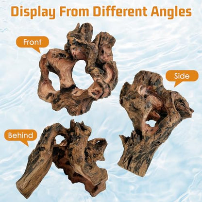 PINVNBY 2 PCS Betta Fish Hideout Natural Wood Aquarium Cave Driftwood Aquascaping Fish Tank Decorations for Shrimp Crayfish and Other Small Aquatic Pets