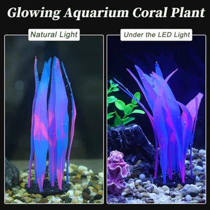 Aquarium Glowing Kelp Plant, Soft Silicone Glowing Decorations Blue 2pcs - color: Blue