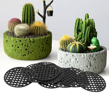 Plant Pot Mesh Hole Covers Pads, 45mm,100 Pcs | Round, Plastic Bottom Grid Mat, Bonsai Drainage Screen - color: 100 Pcs