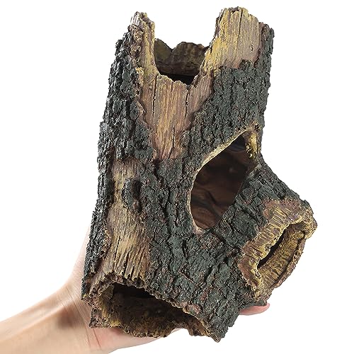 IBWell Aquarium Wood Fish Tank Decorations，Resin Fake Logs Terrarium DÉCor, Reptile Hide Aquarium Hideout for Fish Cave, Small Turtles, to 20 Gallon Tank - size: 8.3"*3.5"*15.9"