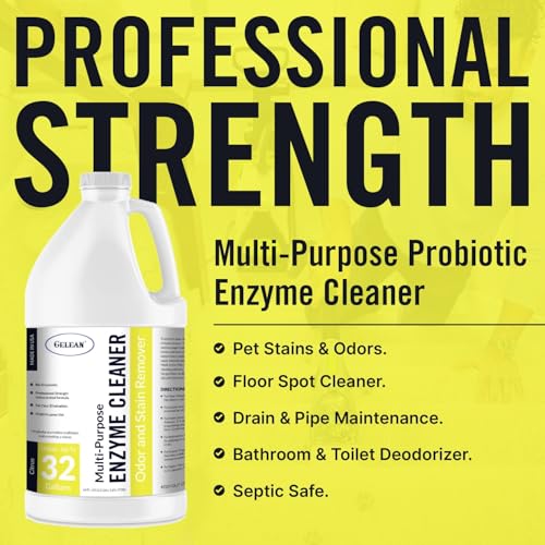 Multi-Purpose Probiotic Enzyme Citrus Cleaner, 1/2 Gallon (64 oz.) - Pet Stain and Odor Remover - Concentrated - Professional & Home Strength Drains, Floors, Bathrooms, Toilets Trash Can, Made in USA