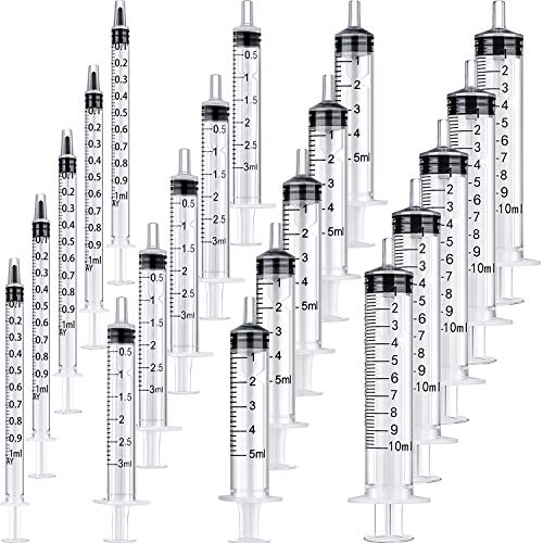 Frienda 20 Packs Large Plastic Syringe Measuring Syringe Tools Dispensing Multiple Uses (1 ml/ 3 ml/ 5 ml/ 10 ml) - size: 1 ml/ 3 ml/ 5 ml/ 10 ml