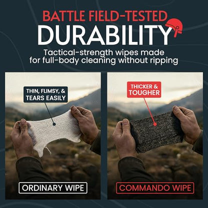 Black Unscented Camouflage Wet Wipes - Combat Wipes COMMANDO - Thick, Biodegradable, Heavy Duty Cleansing Cloths for Camping, Military, Hunting & Backpacking w/Aloe & Vitamin E (1 Pack, 25 wipes). - style: 25 Count (Pack of 1)