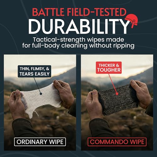 COMBAT WIPES Commando Black camping wipes – biodegradable wipes & full body wipes for Military, Hunting & body wipes travel – Unscented, (75 Count (3 Pack) - style: 75 Count (3 Pack)