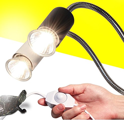 UVA/UVB Reptile Ceramic Heat Lamp - Pet Heating Bulb Holder Clamp - 110V-130V (White)
