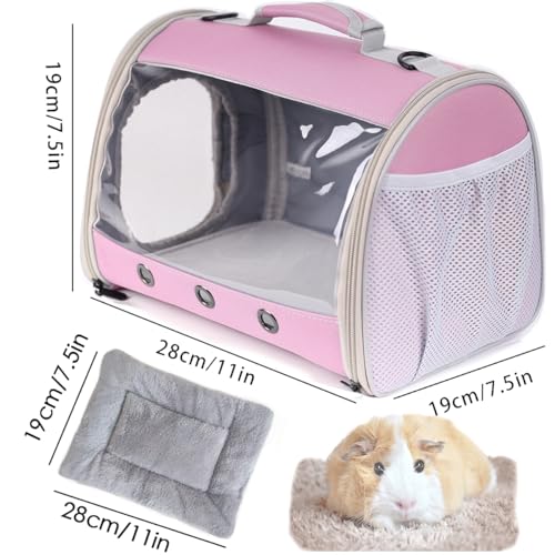 Small Animal Travel Backpack Carrier,Portable Bearded Dragon Bag for Sugar Glider,Hedgehog,Rat,Bunny,Rat,Outdoor Used (Pink, Carrier L+ I Leash) - color: Pink