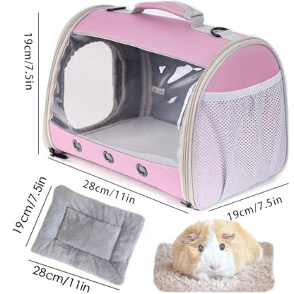 Small Animal Travel Backpack Carrier,Portable Bearded Dragon Bag for Sugar Glider,Hedgehog,Rat,Bunny,Rat,Outdoor Used (Pink, Carrier L+ I Leash) - color: Pink