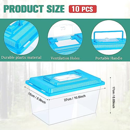 Mumufy 10 Pcs Spider Tarantula Enclosure Reptile Terrarium Plastic Portable Reptile Breeding Box Snake Breeding Box Hatching Container for Bearded Dragon Lizard Spider, 10.6 x 6.69 x 5.9 Inch