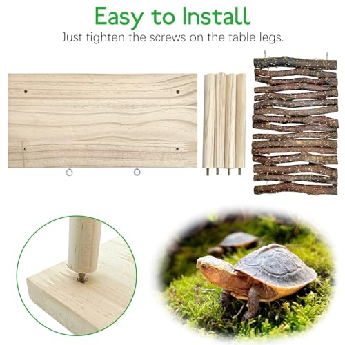 BNOSDM Bearded Dragon Basking Rock Platform with Climbing Ramp Reptiles Hideout Hide Cave Reptile Tank Accessories Suit for Tortoise, Lizard, Toad, Gecko (Small)