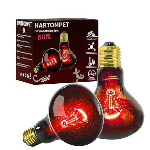 60W Infrared Red Reptile Heat Lamp Bulb, Basking Spot Light | Red Heat Emitter, Provides Gentle Heating for Reptiles, Bearded Dragons, Lizards, Snakes & Terrariums, E26 Base, 2-Pack - color: Red-infrared Heat Lamp, size: 60 Watts