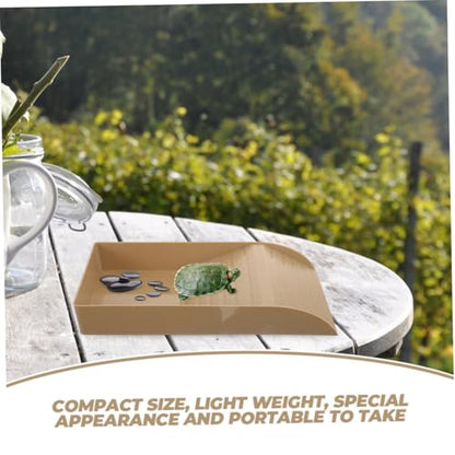 Turtle Basking Platform and Feeding Dish for Reptiles Multi-Functional Water Bowl for Turtles Tortoises Frogs and Lizards Plastic Grain Design