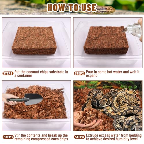 Riare 10LB Coconut Husk Chip for Reptiles, 72 Quart Coconut Fiber Substrate | Coco Chips Substrate Coconut Husk Bedding for Snakes, Tortoises, Ball Python, Bearded Dragon, Geckos, Lizards, Frogs - color: 1 Pack-10LB
