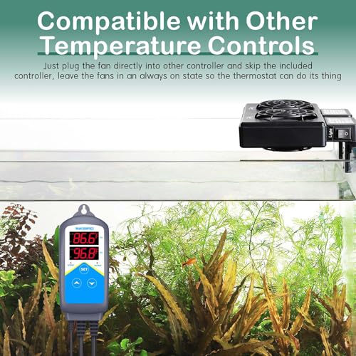 hygger Aquarium Cooling Fan Quiet Dual Head Fish Tank Chiller with Adjustable Speed & Timer Aquarium Cooler for Axolotl Tank/Terrarium/Saltwater/Freshwater Accessories - size: 2 Fans