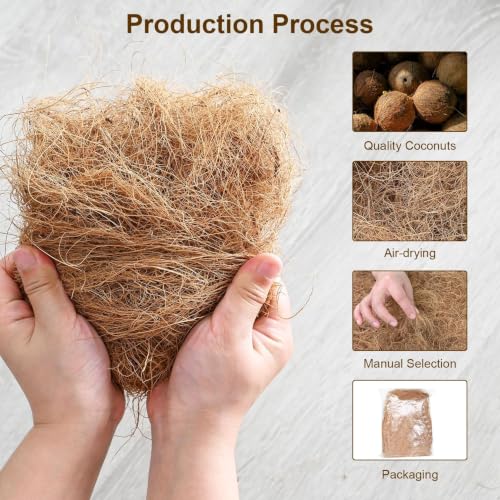 Sukh 2PCS Coconut Fiber for Bird Nest - Bird Nest Bedding for Hummingbird Finch | Coconut Bird Nest Finch Coconut Fiber Loose Bedding Substrate for Laying Eggs, Resting Materials for Birds, Hummingbird Parak