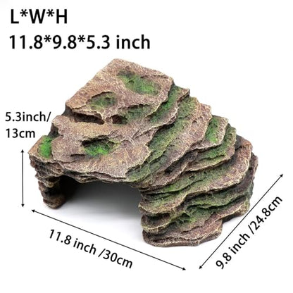Large Reptile Hide Shale Scape Step Ledge, Reptile Cave Hideout, Bearded Dragons Accessories, Basking Rocks for Bearded Dragons - style: Large-11.8 * 9.8 * 5.3