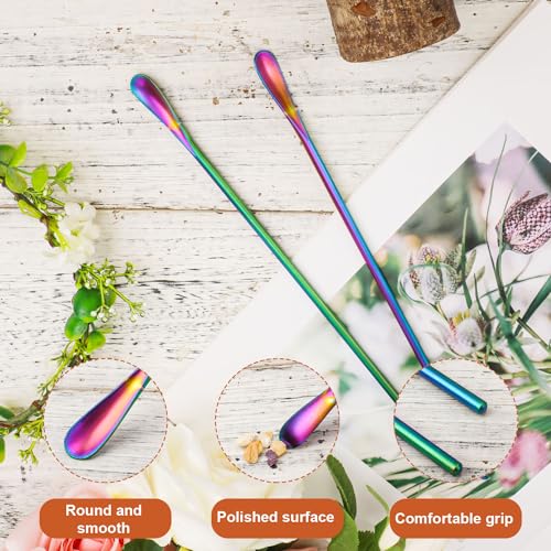 2pcs Reptile Food Spoons, 10.2 Inch Reptile Feeding Spoons 304 Stainless Steel Reptile Fruit Mixing Stirring Food Feeding Spoons for Crested Gecko Gargoyle Bearded Dragon (Colored)