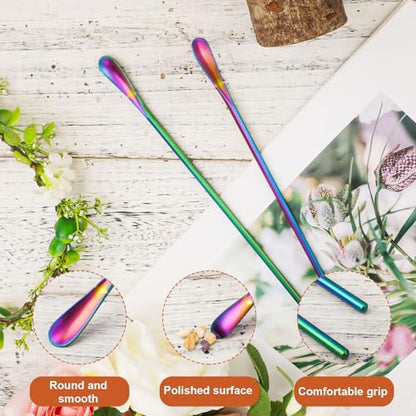 2pcs Reptile Food Spoons, 10.2 Inch Reptile Feeding Spoons 304 Stainless Steel Reptile Fruit Mixing Stirring Food Feeding Spoons for Crested Gecko Gargoyle Bearded Dragon (Colored)